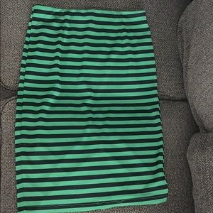 Lime/black stripped skirt